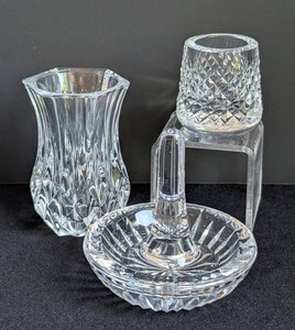 LR - Crystal Toothpick Holders & Ring Holder - Waterford 3in H X 2in W (Lot of 3)