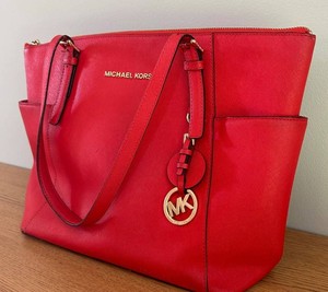 DR - Tote Bag - Michael Kors Red Monogram Lined Shopper