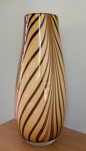 DR - Art Glass Vase - Handblown Amber & Brown Swirl