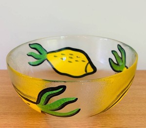 DR -Kosta Boda Limoncino Frosted Art Glass Bowl by Ulrica Hydman-Vallien
