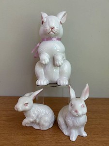 MB - Ceramic Rabbit Figurine Set of 3 7in H