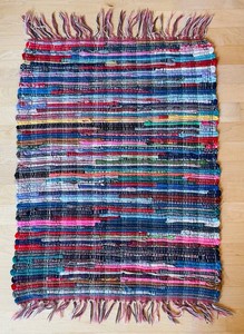 MB - Rag Rug - Petite Multicolor Handwoven Textile 23 X 29 in