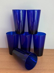 MB - Cobalt Blue Glass Tumblers (Lot of 6)