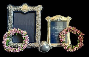 LR - Silverplate Frames, Heart Trinket Box & Floral Wreaths Mixed Lot