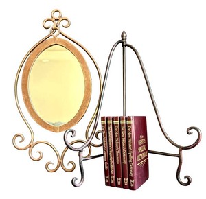 LR - Vintage Hanging Wall Mirror, Easel Stand & Webster Books Mixed Lot