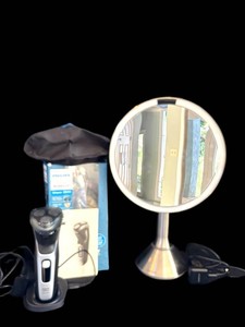 LR - Electric Shaver & Lighted Table Mirror - Philips Norelco 3800 & Simplehuman