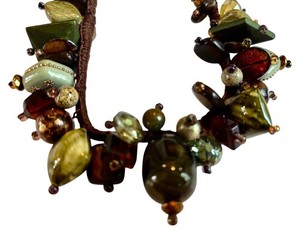 LR - Chunky Boho Necklace - Handcrafted Earthy Beaded 16-Inch Artisan Jewelry