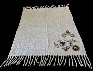 LR - Blanket - Embroidered Bird & Floral Fringe 50 X 60 in