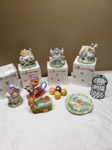 Porcelain Easter Musicals, Cherished Teddies Spring Plate, and Alabaster Eggs Collection