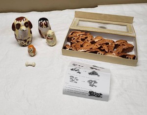 Dog and Cat Themed Nesting Dolls and Wooden Dragon Puzzle