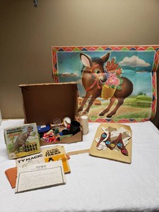 Assorted Vintage Magic Set, Flash Cards, and Donkey Game