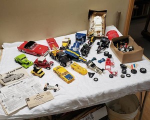 Model Car Kits and Parts Including 1934 Ford Coupe and 1937 Chevrolet Coupe and Other Toy Cars - Misc Parts and Pieces, Unsure if Any are Complete