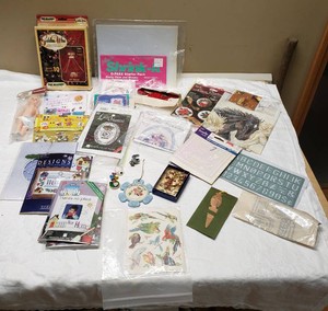Craft Supplies Assortment including Golden Wire Ornament Kit, Shrink-it O-PAKE Starter Pack, and Lace Ornament Kit