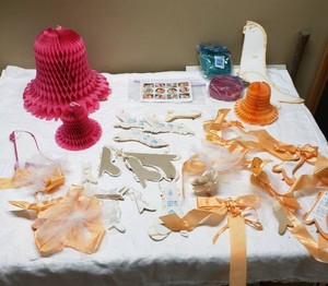 Decorative Honeycomb Paper Bells and Accessories Lot