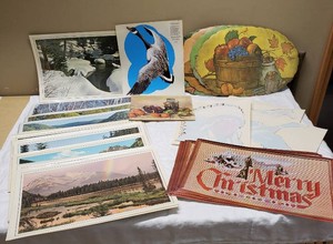 Vintage Artwork and Decorative Items including Minnesota Placemats and Needlework Masterpiece and Various Art Pieces - See All Pics