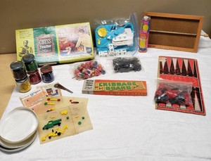 Board Games and Educational Toys including Crisloid Chess Teacher, Milton Bradley Cribbage Board, and More