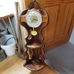 Decorative Wooden Wall Clock with Shelving 36 tall