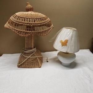 Wicker and Ceramic Table Lamps