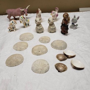 Ceramic Animal Figurines and Sand Dollars Collection