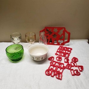 Green Glass Bowl, Pfaltzgraff Bowl, Glasses, Cookie Cutters, and More