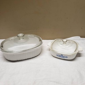 CorningWare French White and Blue Cornflower Casserole Dish Set