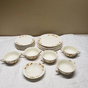 Set of Superior Hall Quality Dinnerware Plates and Bowls with Floral Design