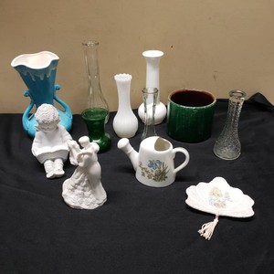 Collection of Vases and Figurines Including Enesco Precious Moments and Ks Collection