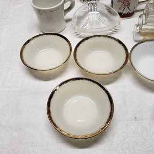 Fire King Glazed Gold Rim Bowls and Assorted Drinkware and McCoy