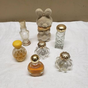 Vintage Perfume Bottles and Decorative Bunny Figurine Lot