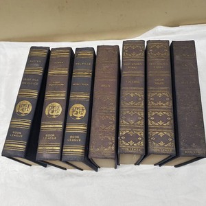 Book League Collection of 7 Classic Novels 1936-1941 including Pride and Prejudice by Jane Austen, The Three Musketeers by Alexandre Dumas, and Moby Dick by Herman Melville, published by The Book League circa 1936-1941