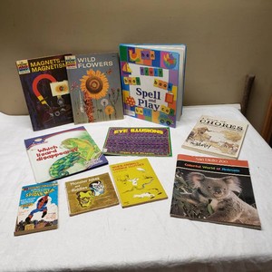 Lot of Childrens Books including Spell and Play, Which Lizard Disappears, and A Book of Chores