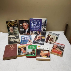 Collection of Books including A Life on the Road by Charles Kuralt, The Best of Will Rogers by Bryan Sterling, and Inside the White House by Betty Boyd Caroli