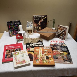 Craft Book and Tool Set including The Woodwrights Shop and Craft Supplies and small saw and Loops and Loom