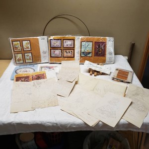 Craft Kits and Patterns Including The Creative Circle Embroidery Kits, Jiffy Weaving Kit, and Assorted Patterns