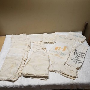 Collection of Vintage Sugar and Salt Cloth Bags