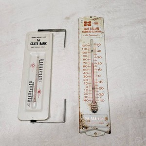 Vintage 1st State Bank and Cenex Lake Lillian Thermometers