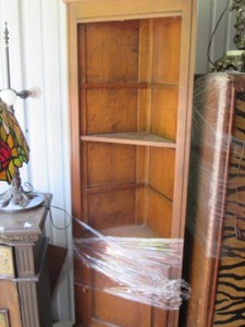 Wood Corner Cabinet Shelf with stat...