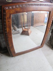 Large Carved wood framed beveled wa...
