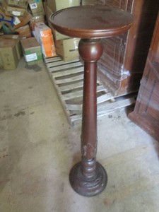Carved wood pedestal plant stand ap...