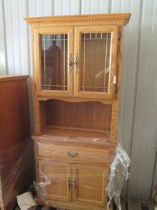 Wood 2pc China Cabinet Display Hutc...