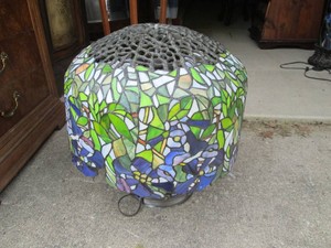 H3avy stained glass inlay table lam...