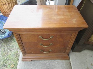 Vintage wood 3-drawer night stand w...