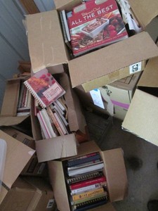 (5) boxes of recipes, cookbooks and...