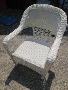 Off-white wicker Rattan patio chair...