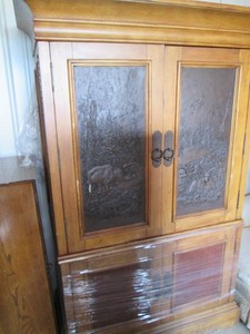 Wood Entertainment Cabinet with car...