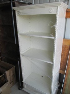 Carved Painted Wood Shelf with draw...