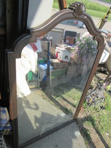 Wood framed arched mirror approx 32...