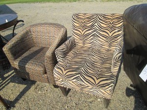Tiger striped wingback style chair ...