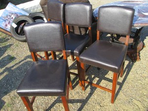 (4) wood framed pleather padded sea...
