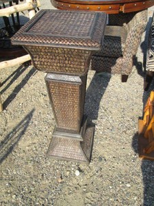 Wicker Rattan pedestal plant stand ...